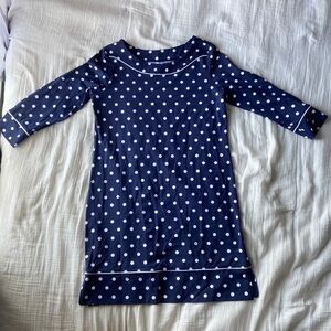 Lands End Womens Stretch Jersey Knit Dress - Navy Polka Dot